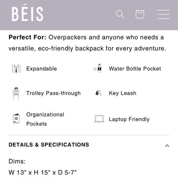 BEIS Expandable Backpack - Picture 15 of 16